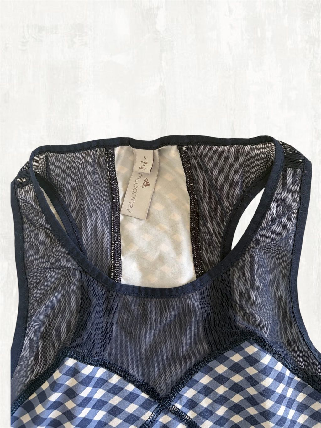 Adidas by Stella McCartney Navy & White Gingham Top - S