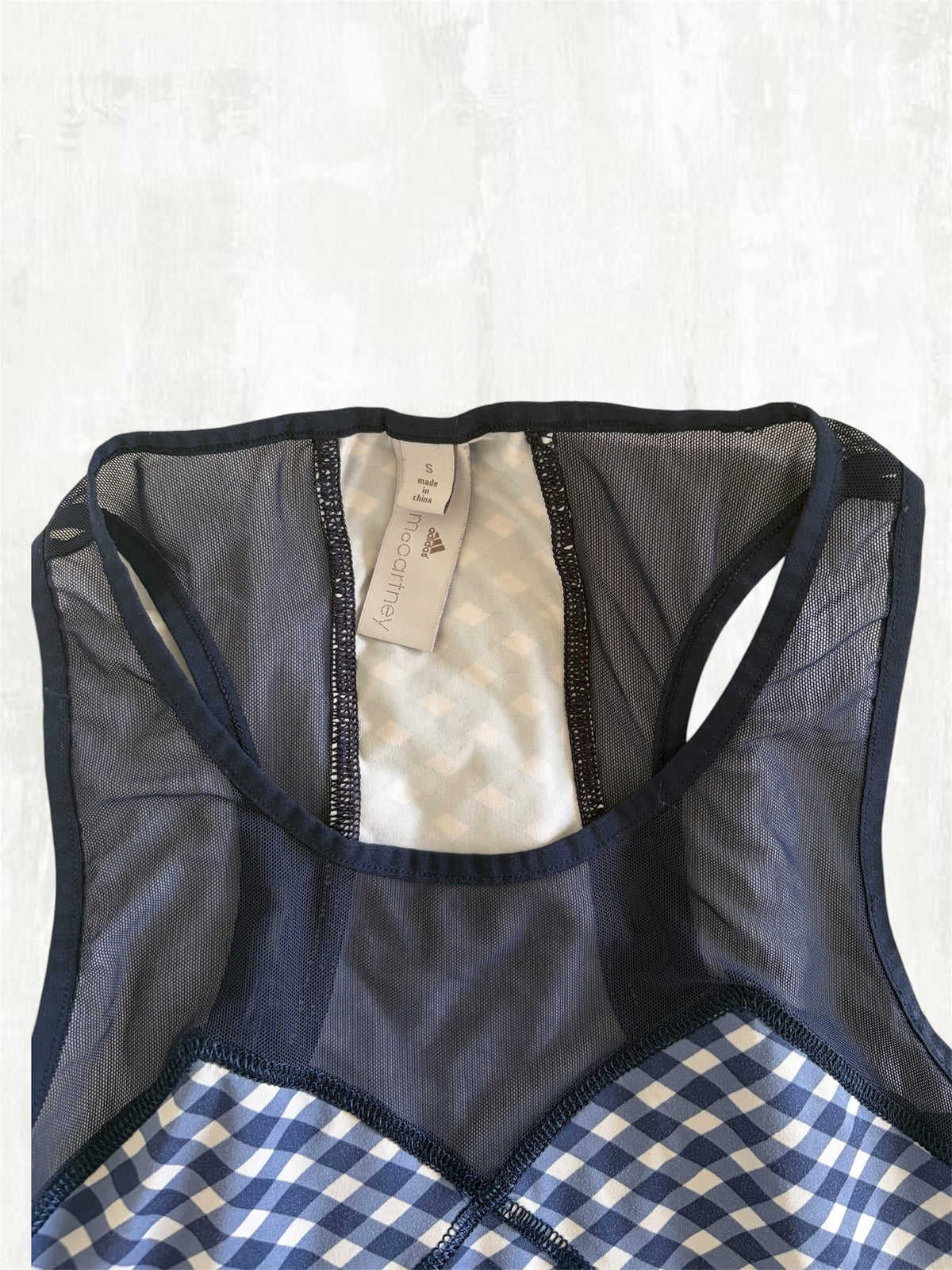 Adidas by Stella McCartney Navy & White Gingham Top - S